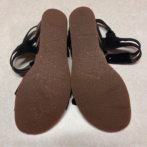 Mephisto cork wedge heel sandals Minoa black size 37 lizard rhinestone - Picture 7 of 9